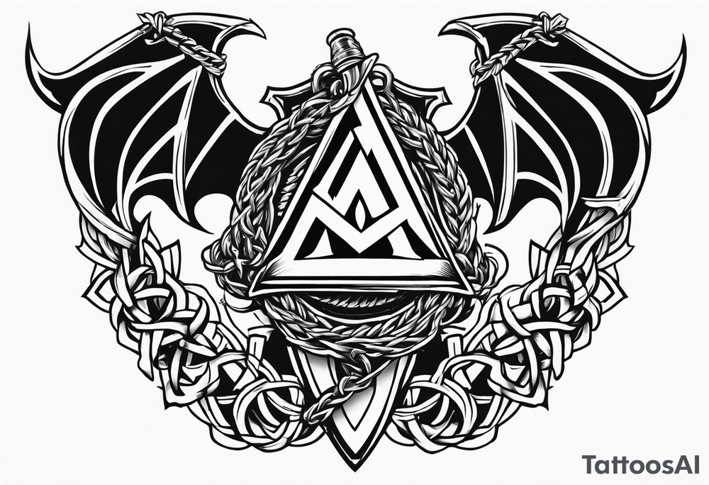 Valhalla sword shield dragon axe Valknut barbed wire chains fire tattoo idea Valhalla sword shield dragon axe Valknut barbed wire chains fire tattoo idea