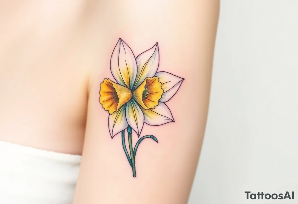 daffodil and the jonquil aquamarine color tattoo idea