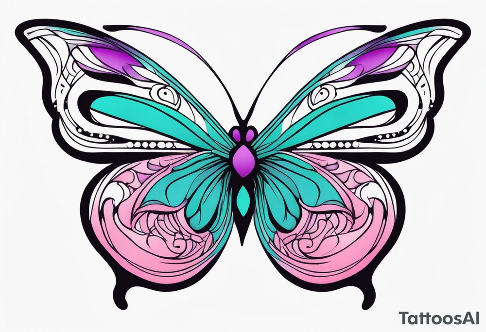 Purple Teal and Pink butterfly tattoo idea