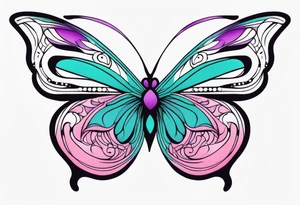 Purple Teal and Pink butterfly tattoo idea