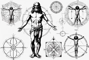 Leonardo da Vinci, Vitruvian man with emphasis on geometry tattoo idea