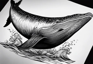 Humpback whale tail sticking out of ocean tattoo idea