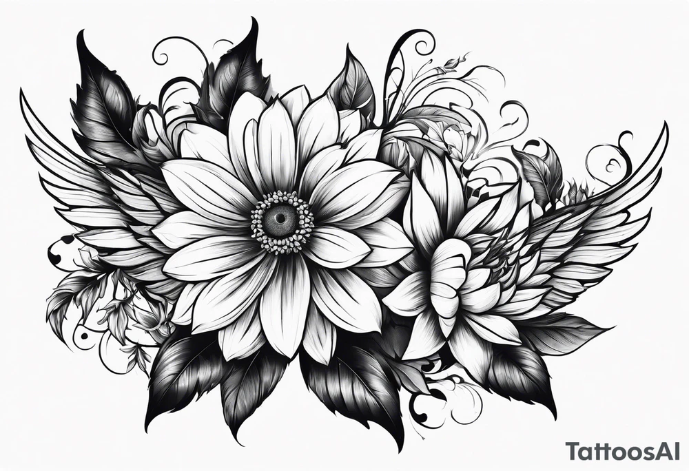 wing, flower, tattoo idea