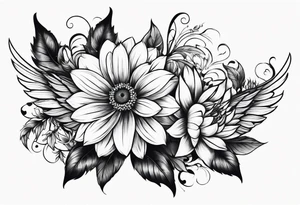 wing, flower, tattoo idea