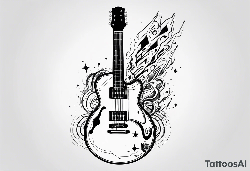 Eléctric guitar sound with mines abstrac tattoo idea