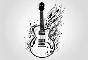 Eléctric guitar sound with mines abstrac tattoo idea