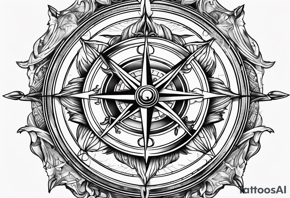 Nautical compass with firefighter tattoo idea