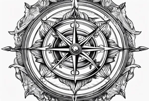 Nautical compass with firefighter tattoo idea