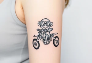 cheeky monkey on a dirt bike wearing goggles tattoo idea