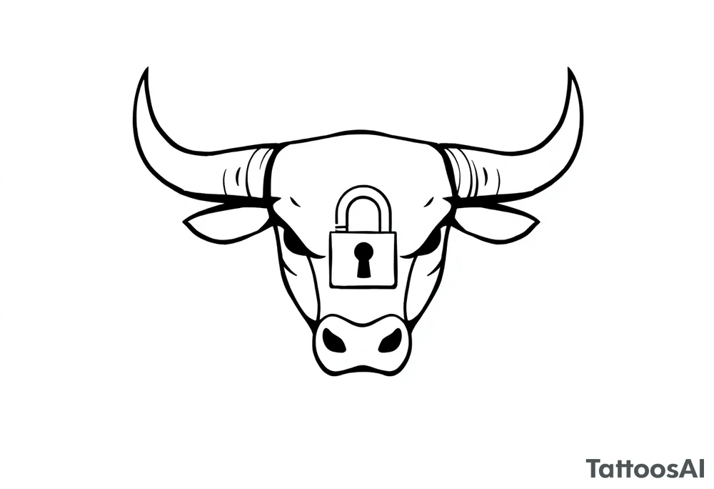 Bull symbol with lock symbol tattoo idea