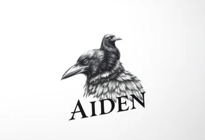Kings crow on top of the name aiden tattoo idea