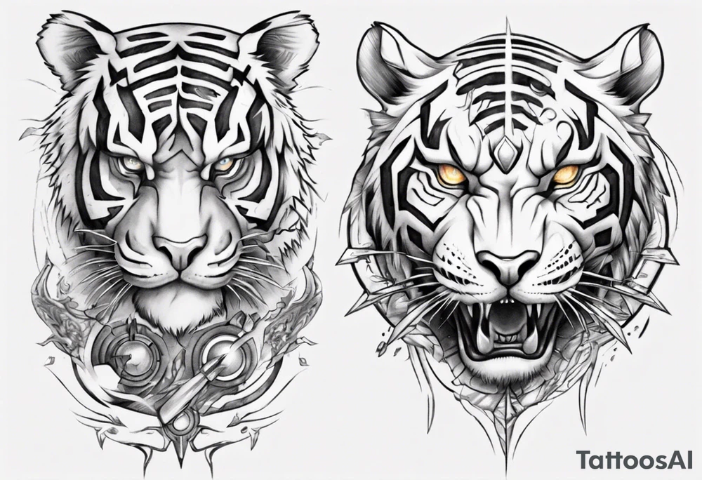 Etherial Tiger and lightning tattoo idea
