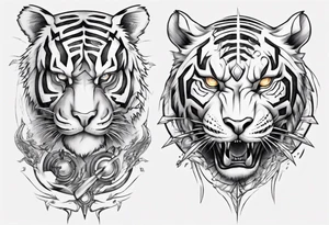 Etherial Tiger and lightning tattoo idea