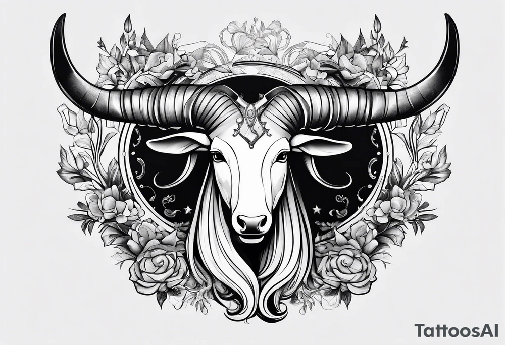 Capricornus two horns female and contains the letter S tattoo idea