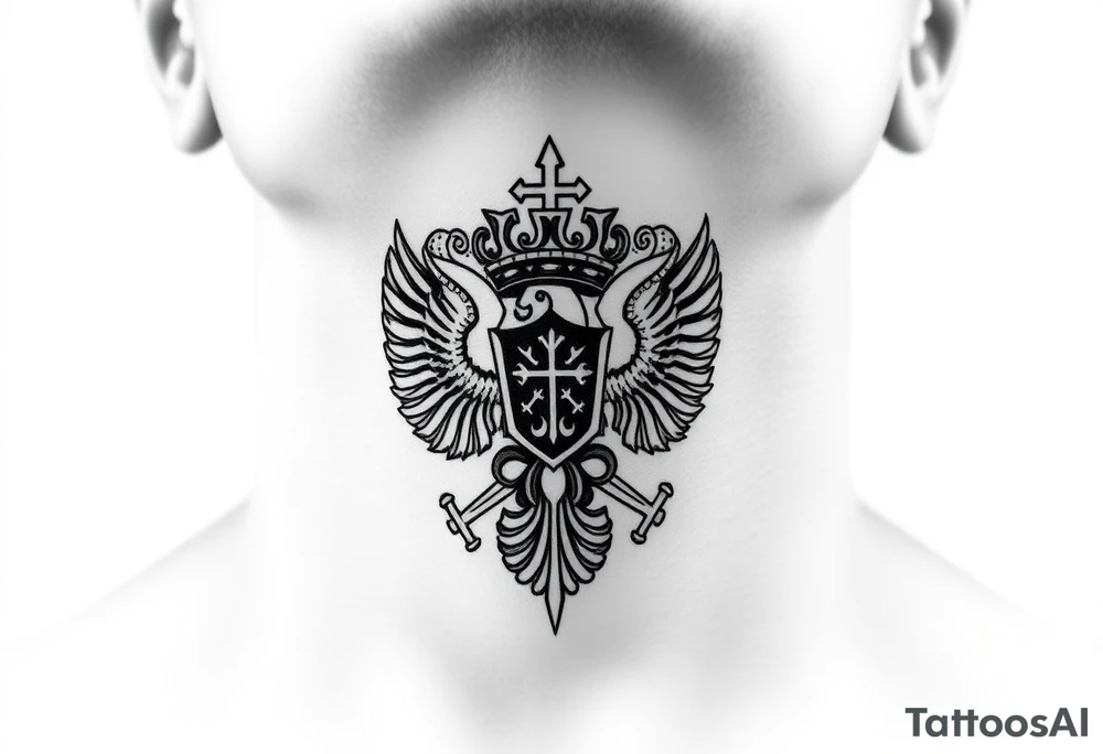 russian christian orthodox military neck design front facing tattoo idea