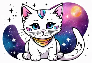Cute kitten and galaxy tattoo idea