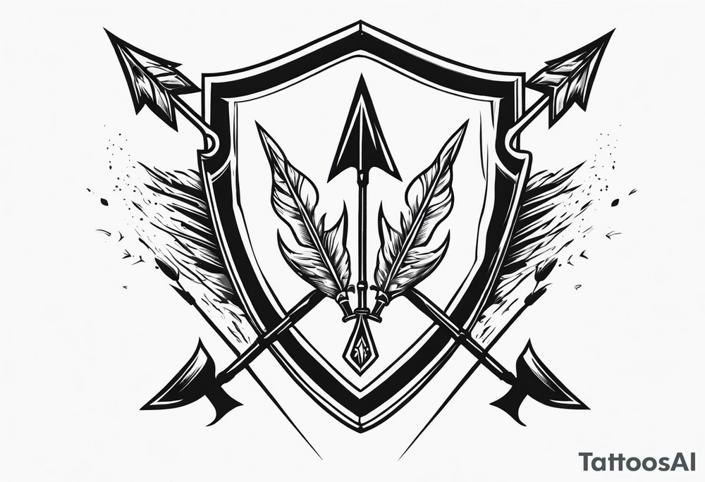 flaming arrows hitting sheild tattoo idea