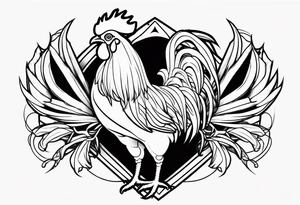 Buff rooster cartoon chopping crabs tattoo idea