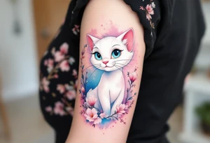 The white cat Marie from The Aristocats is the purrfect pastel tattoo for girly Disney vibes. tattoo idea