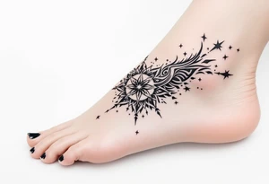 Hand-drawn 29.02.2004 in a faded graphite tone with small stars scattered around it. tattoo idea