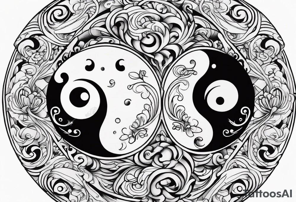 Ying yang sad face and happy face tattoo idea