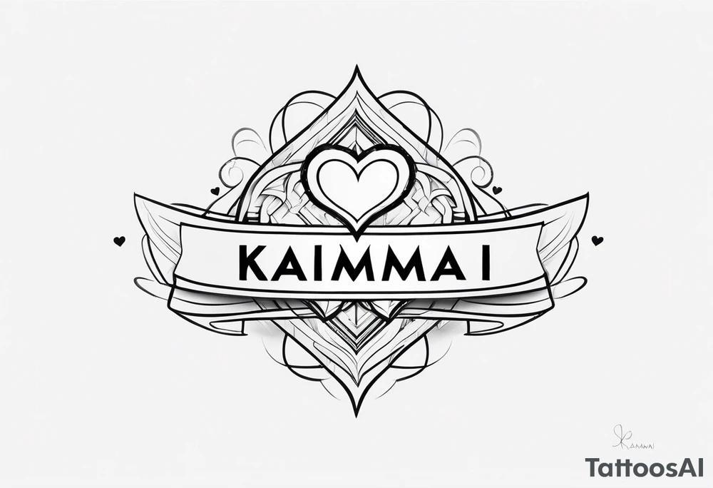 Small tattoo with the name: kaimani with a heart tattoo idea