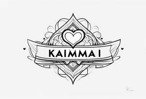 Small tattoo with the name: kaimani with a heart tattoo idea