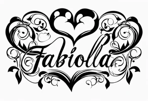 A tattoo that has the name Fabiola and that’s cursive and it has a type of heart tattoo idea