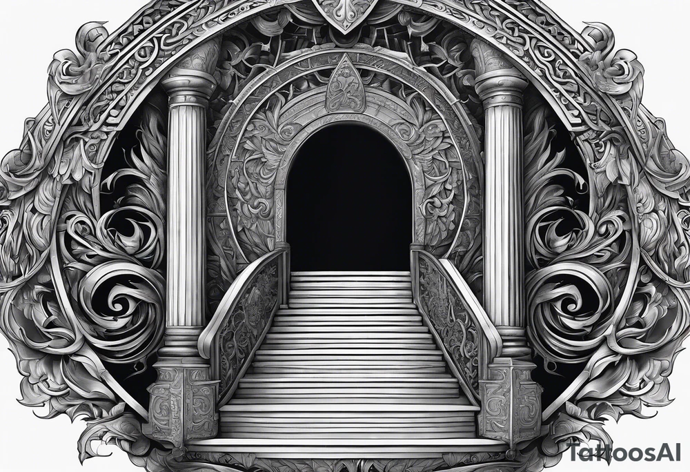 The Viking is at the bottom of the stairs that lead to the gate to Valhalla. tattoo idea