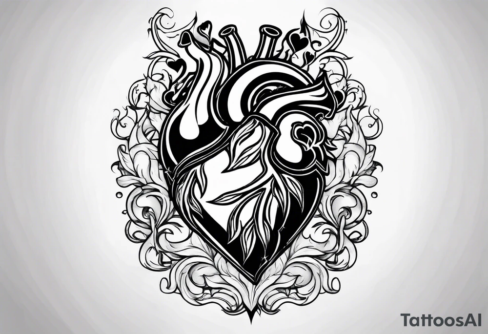 heart on fire tattoo idea