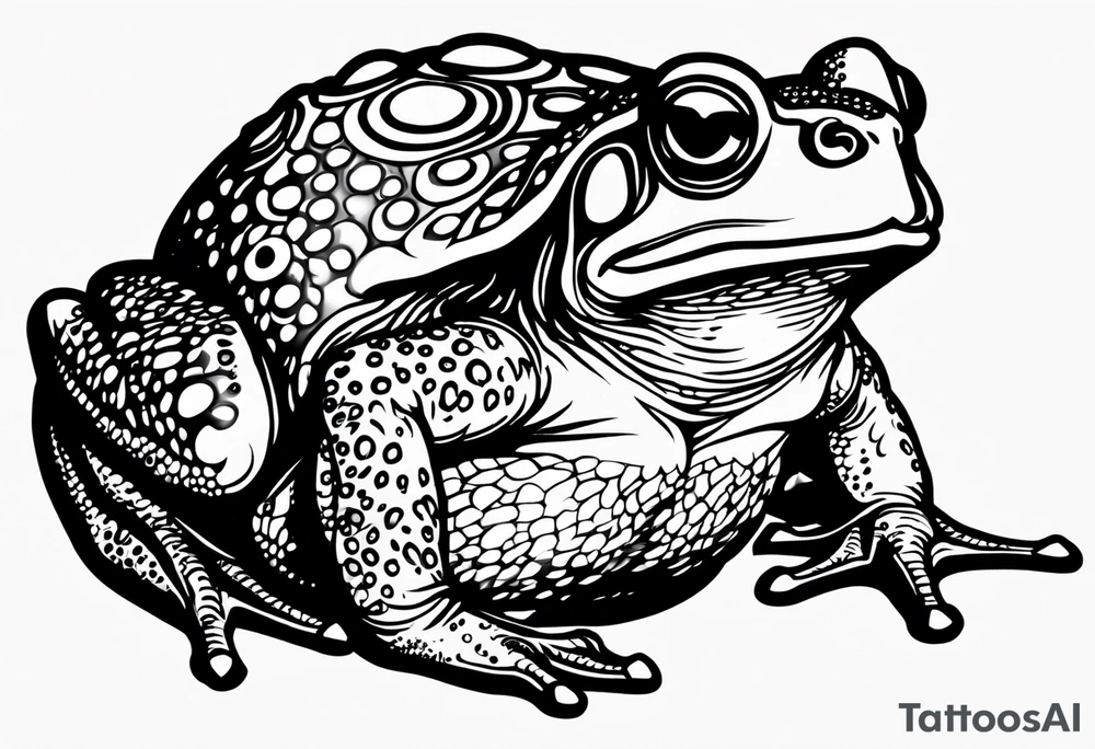 Toad with six pack abs tattoo idea