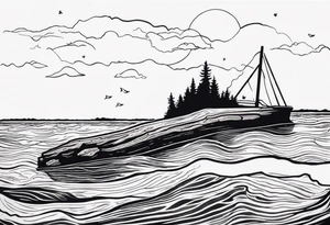 piece of driftwood underwater with duke written in the wood tattoo idea