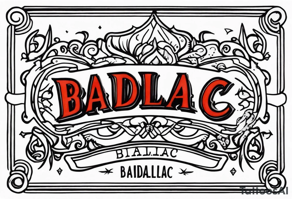 The word "BADILLAC" tattoo idea