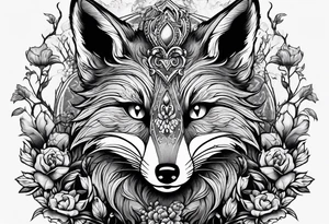 Creepy evil fox in skulls swamp tattoo idea