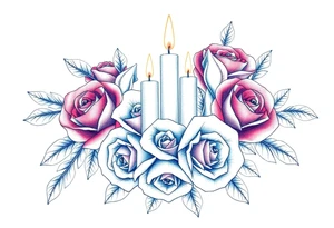 Passed love one, roses, candles, blue tattoo idea