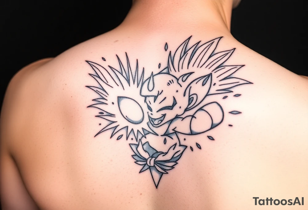 legendary dragonball z scene with energy aura and power effects tattoo idea