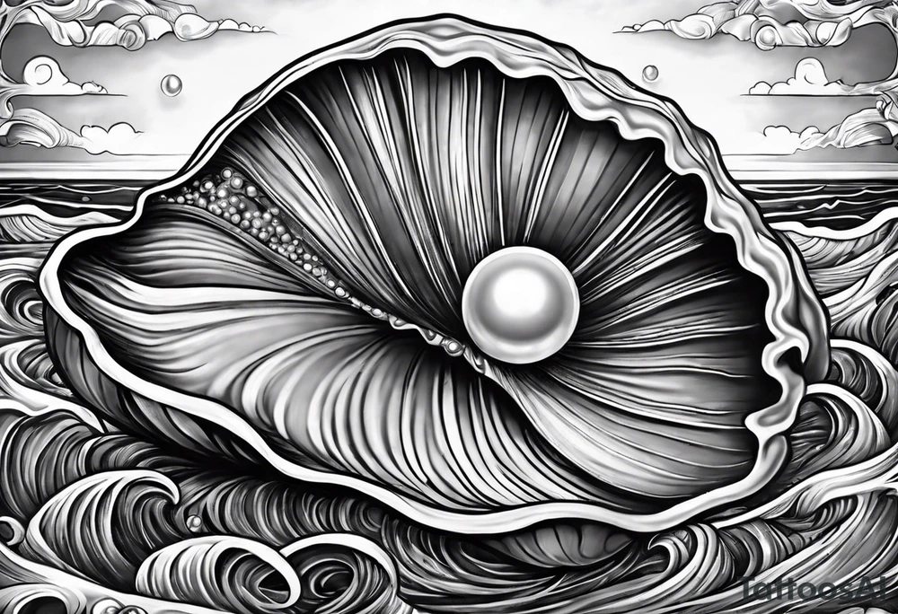 clam open with a pearl inside underwater tattoo idea