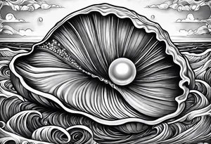 clam open with a pearl inside underwater tattoo idea
