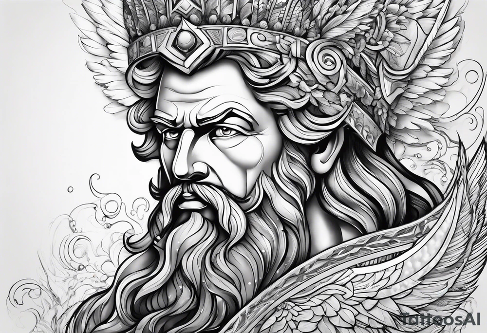 Zeus with background make it nice tattoo idea