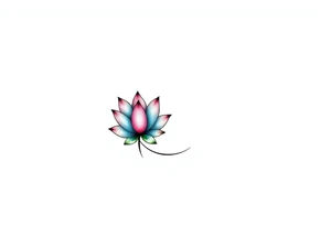 small colorful crescent moon with lotus flower tattoo idea