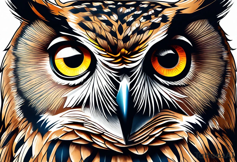 Owl with eyes tattoo idea
