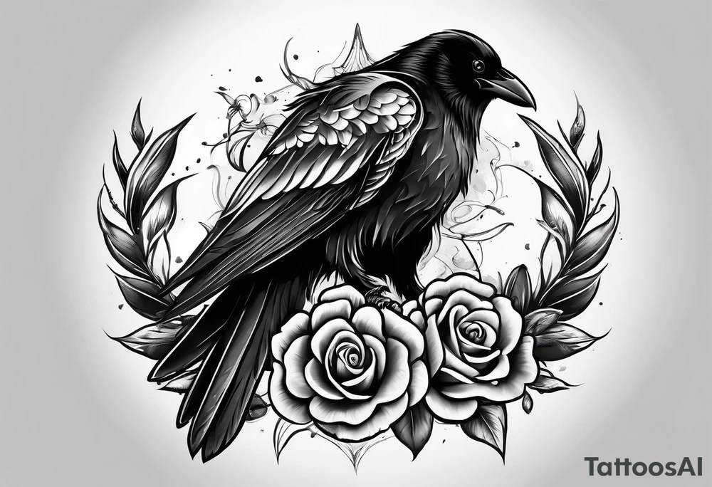 Crow, scull and paint brush tattoo idea