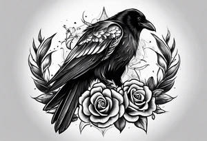 Crow, scull and paint brush tattoo idea