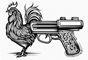 rooster machine gun tattoo idea