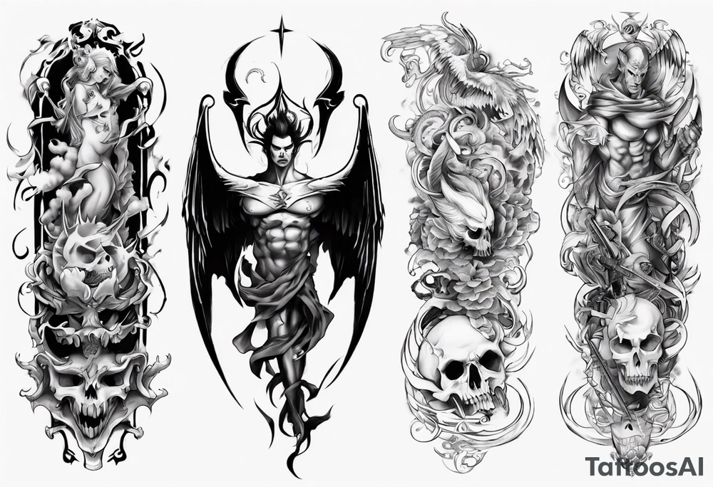 Sleeve good and evil tattoo idea