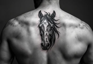 horse silhouette 
from the front
with 3 littles letters M, A, L tattoo idea