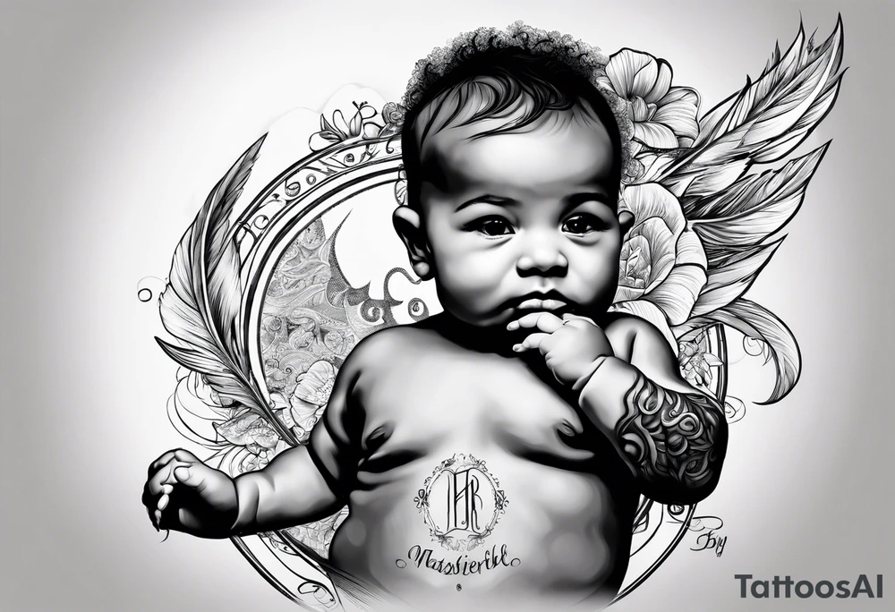 Mixed raced baby with Isaiah written in script underneath tattoo idea Mixed raced baby with Isaiah written in script underneath tattoo idea