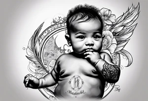 Mixed raced baby with Isaiah written in script underneath tattoo idea