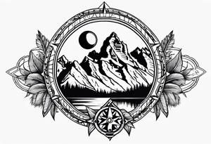 grand Teton mountains with compass tattoo idea