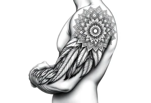 spiritual feathers ornamental mandala shaman tattoo idea